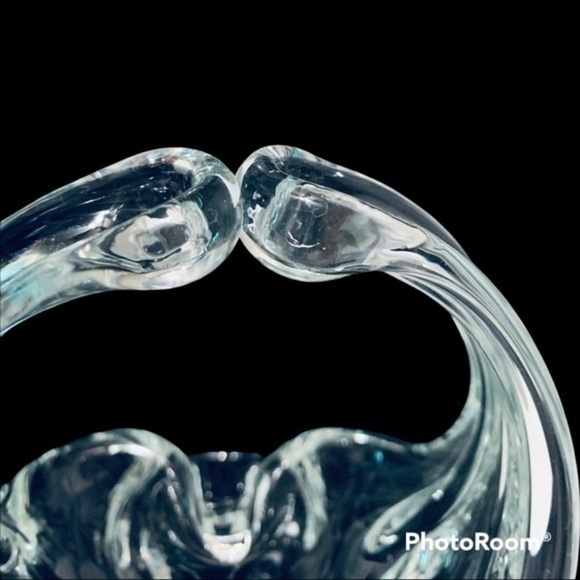 Vintage Hand Blown Glass Basket Vase Ashtray - Picture 4 of 11